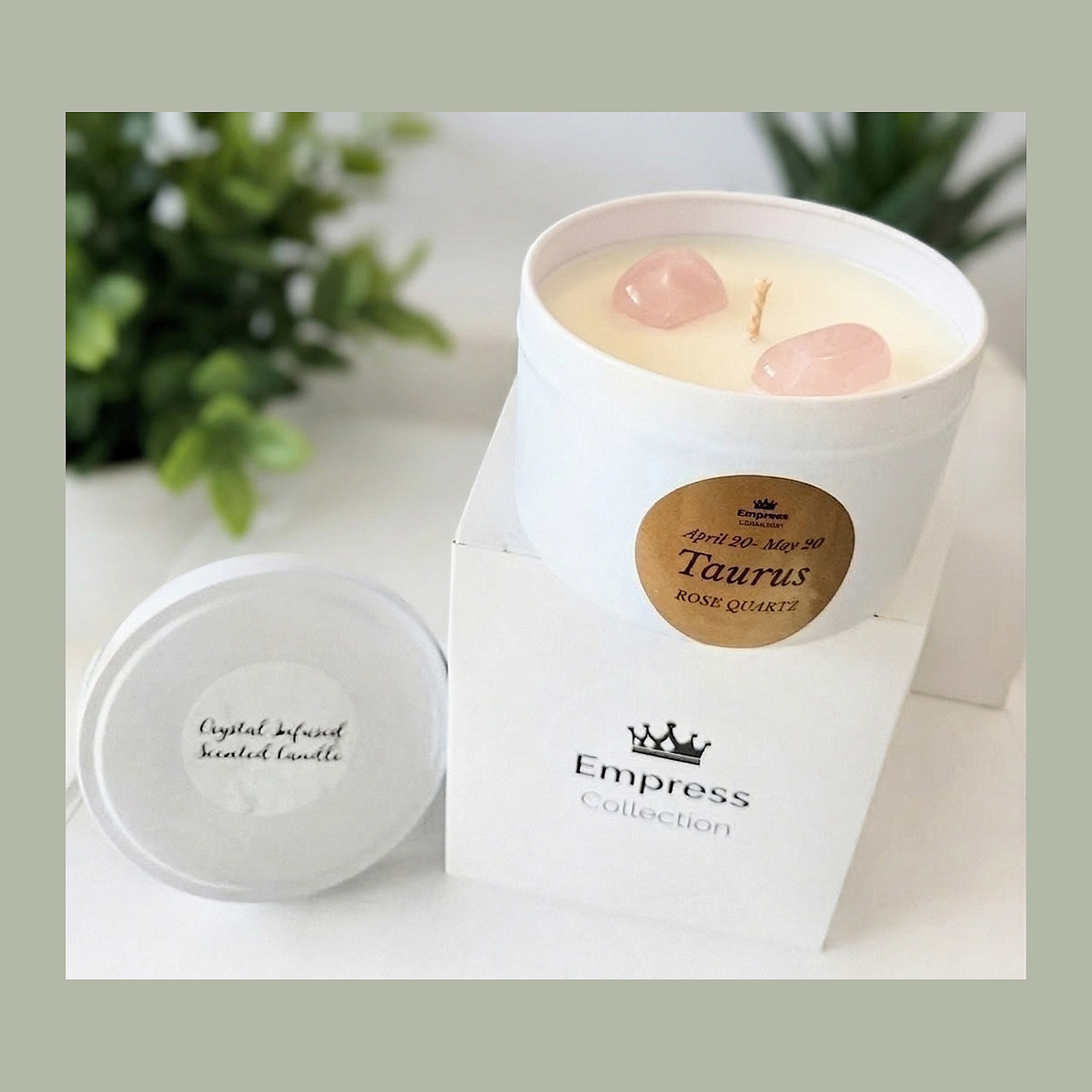 Taurus Crystal Candle